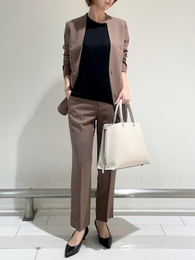 「アイテム（ノーカラージャケット）」を使った、本社 プレスさん（レディース・152cm）の夏コーディネート