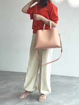 「アイテム（カーディガン/ボレロ、オレンジ系）」を使った、本社 プレスさん（レディース・158cm）の春コーディネート