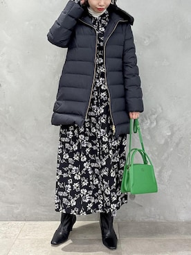 「ファー」｜「アイテム（シャツワンピース）」を使った、本社 プレスさん（レディース・155cm）の冬コーディネート