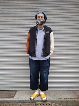 「MANASTASH（マナスタッシュ）のアイテム（レッグウェア）」を使った、naouさん（メンズ・182cm）の夏コーディネート