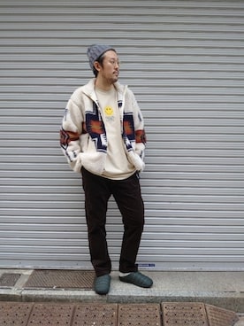 「MANASTASH（マナスタッシュ）のアイテム（ニットキャップ/ビーニー）」を使った、naouさん（メンズ・182cm）の秋コーディネート