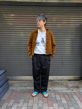 「アイテム（カバーオール）」を使った、naouさん（メンズ・182cm）の夏コーディネート