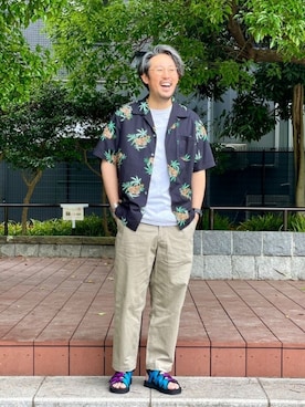 「MANASTASH（マナスタッシュ）のアイテム（シューズ）」を使った、naouさん（メンズ・182cm）の夏コーディネート