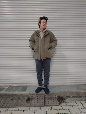 「ミリタリーコーデ」｜「アイテム（ダウンジャケット/コート）」を使った、naouさん（メンズ・182cm）の秋コーディネート