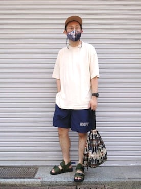 「MANASTASH（マナスタッシュ）のアイテム（シューズ）」を使った、naouさん（メンズ・182cm）の夏コーディネート