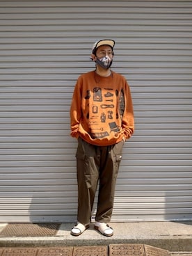 「MANASTASH（マナスタッシュ）のアイテム（スウェット）」を使った、naouさん（メンズ・182cm）の夏コーディネート