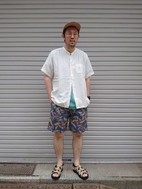 「MANASTASH（マナスタッシュ）のアイテム（シューズ）」を使った、naouさん（メンズ・182cm）の夏コーディネート