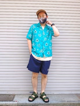 「MANASTASH（マナスタッシュ）のアイテム（シューズ）」を使った、naouさん（メンズ・182cm）の夏コーディネート