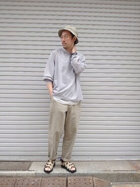 「MANASTASH（マナスタッシュ）のアイテム（シューズ）」を使った、naouさん（メンズ・182cm）の夏コーディネート