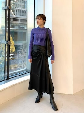 「PUBLIC TOKYO（パブリックトウキョウ）のアイテム（ステンカラーコート）」を使った、Akane lrlife0628さん（レディース・166cm）の冬コーディネート