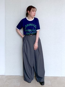 「ラップパンツ」｜「アイテム（スラックス）」を使った、ひおさん（レディース・153cm）の夏コーディネート