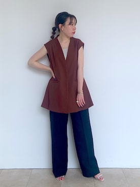 「アパートバイローリーズ」｜「アイテム（スラックス）」を使った、ひおさん（レディース・153cm）の夏コーディネート