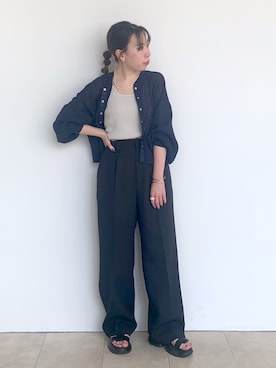 「アパートバイローリーズ」｜「アイテム（スラックス）」を使った、ひおさん（レディース・153cm）の夏コーディネート