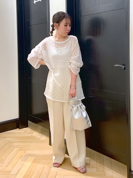 「アパートバイローリーズ」｜「アイテム（スラックス）」を使った、ひおさん（レディース・153cm）の夏コーディネート