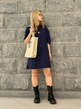 「TOMMY HILFIGER」｜「アイテム（ワンピース/ドレス）」を使った、公式TOMMY HILFIGERさん（レディース・158cm）の春コーディネート