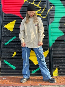 「tommy jeans（トミー ジーンズ）のアイテム」を使った、公式TOMMY HILFIGERさん（レディース・158cm）の春コーディネート