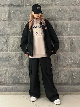 「アイテム（ポロシャツ）」を使った、公式TOMMY HILFIGERさん（レディース・158cm）の冬コーディネート