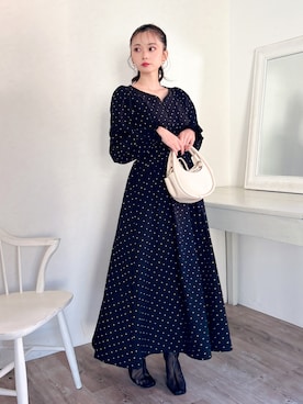 「黒ドット」｜MIIAさん（レディース・152cm）の秋コーディネート