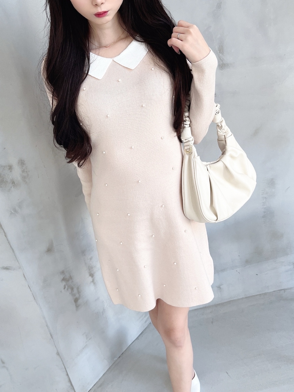 エムミーエメ mme eme バイカラーニットツイードミニワンピース 【公式