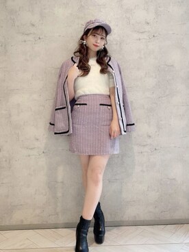 「アイテム（キャスケット、パープル系）」を使った、MIIAさん（レディース・156cm）の秋コーディネート