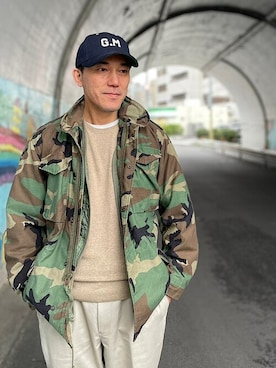 「Munsingwear（マンシングウェア）のアイテム（帽子）」を使った、Penguin by Munsingwearさん（メンズ・168cm）の春コーディネート