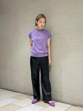 「アイテム（バレエシューズ、パープル系）」を使った、仲（naka）さん（レディース・163cm）の夏コーディネート