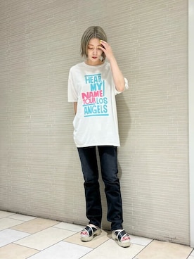 「HEAR MY NAME（ヒアマイネーム）のアイテム」を使った、仲（naka）さん（レディース・163cm）の夏コーディネート