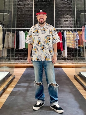 「シャツ 」｜「アイテム（キャップ）」を使った、ＭＩＮＥさん（メンズ・168cm）の夏コーディネート