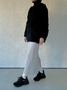 「ニットワンピース」｜「アイテム（チュニック）」を使った、CASANE/カサネさん（レディース・170cm）の冬コーディネート
