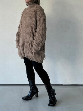 「ニットワンピース」｜「アイテム（チュニック）」を使った、CASANE/カサネさん（レディース・152cm）の冬コーディネート