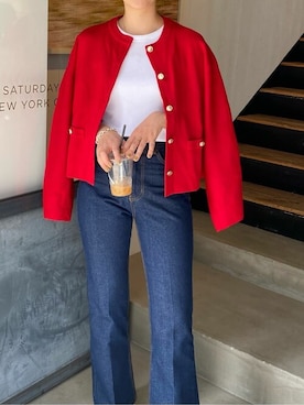 「titivate（ティティベイト）のゴールド釦ニットカーディガン（カーディガン/ボレロ）」を使った、titivateさん（レディース・164cm）の冬コーディネート