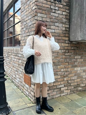 「シャツワンピ」｜titivateさん（レディース・152cm）の冬コーディネート