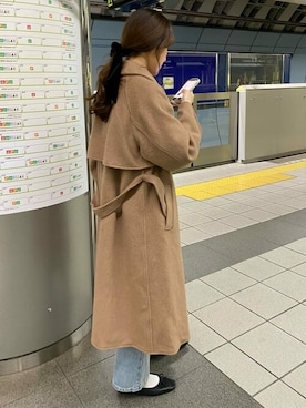 「titivate（ティティベイト）のアイテム（ステンカラーコート）」を使った、titivateさん（レディース・163cm）の冬コーディネート