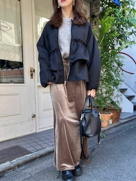 「titivate（ティティベイト）のアイテム（ブルゾン）」を使った、titivateさん（レディース・155cm）の冬コーディネート