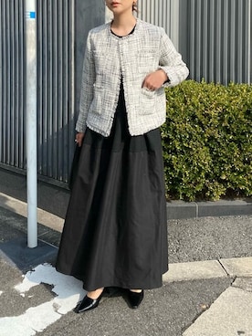 「titivate（ティティベイト）のアイテム（ノーカラージャケット）」を使った、titivateさん（レディース・164cm）の冬コーディネート