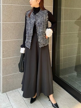 「titivate（ティティベイト）のアイテム（ノーカラージャケット）」を使った、titivateさん（レディース・164cm）の冬コーディネート