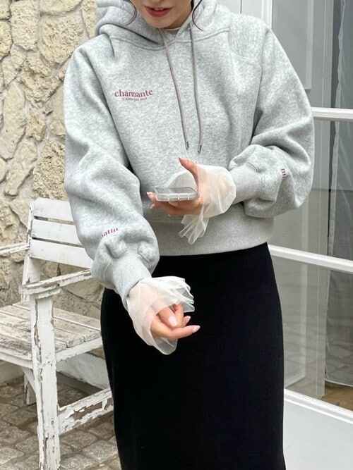 裏起毛ロゴショートフード付きプルオーバー（パーカー）｜titivate