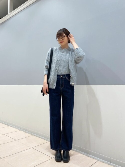 ハイウエストセミワイドデニムパンツ（デニムパンツ）｜titivate