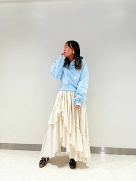 「titivate（ティティベイト）のアイテム（パーカー）」を使った、titivateさん（レディース・163cm）の冬コーディネート