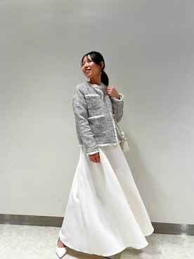 「titivate（ティティベイト）のアイテム（ノーカラージャケット）」を使った、titivateさん（レディース・164cm）の冬コーディネート