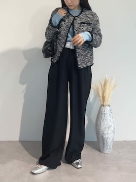 「titivate（ティティベイト）のアイテム（ノーカラージャケット）」を使った、titivateさん（レディース・159cm）の冬コーディネート