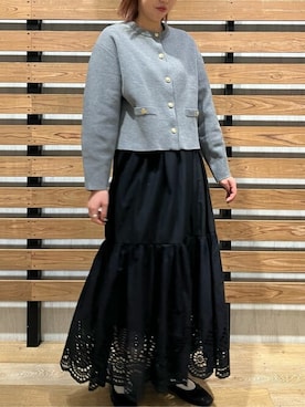 「titivate（ティティベイト）のゴールド釦ニットカーディガン（カーディガン/ボレロ）」を使った、titivateさん（レディース・169cm）の冬コーディネート