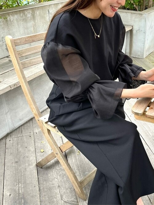 titivate tシャツ シアーボリュームスリーブドッキングプル