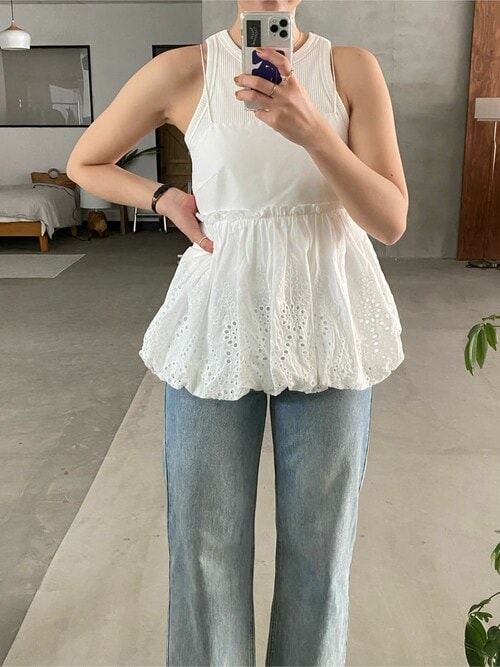 セール】コットン刺繍レースキャミソールトップス（キャミソール