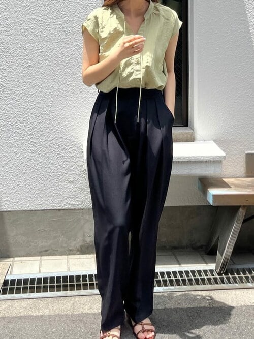 ピアレ様　ワッシャーコットン　フレンチスリーブブラウス・パンツ titivate ブラウス シャツ フレンチスリーブワッシャーブラウス