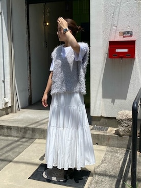「アイテム（ベスト、シルバー系）」を使った、titivateさん（レディース・157cm）の夏コーディネート