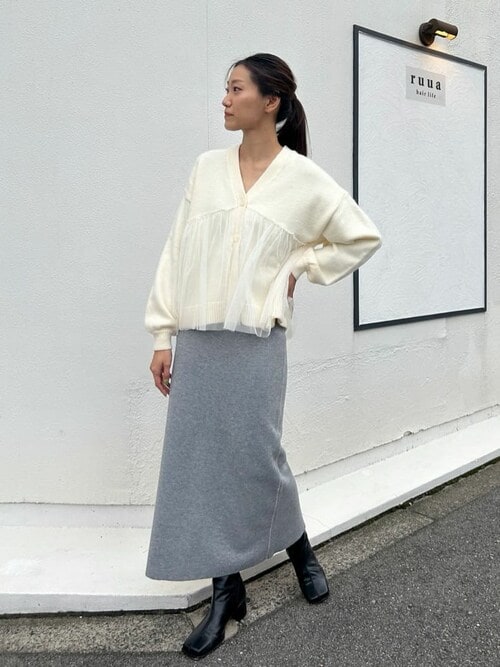 チュールニットカーディガン（カーディガン/ボレロ）｜titivate