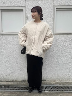 「titivate（ティティベイト）のアイテム（ノーカラージャケット）」を使った、titivateさん（レディース・162cm）の秋コーディネート