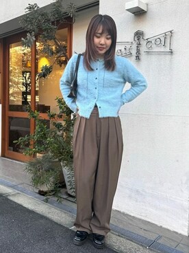 titivateさんの「インタックセンタープレスワイドパンツ」を使ったコーディネート