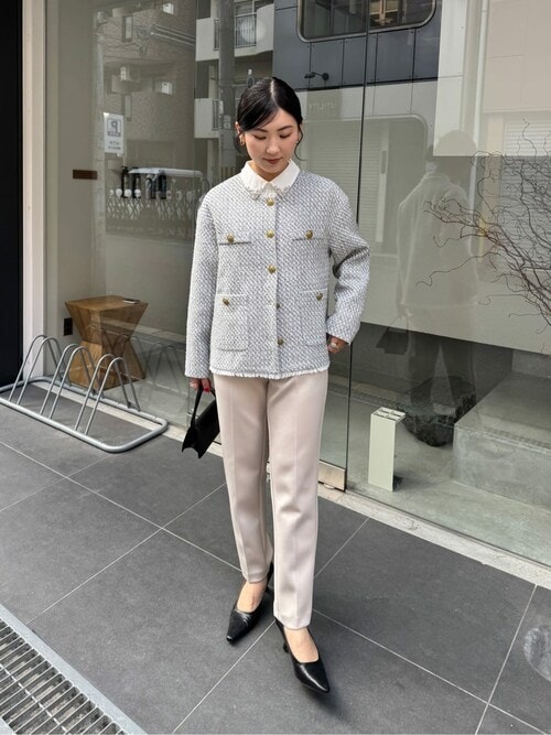 セール】ノーカラーツイードジャケット（ノーカラージャケット